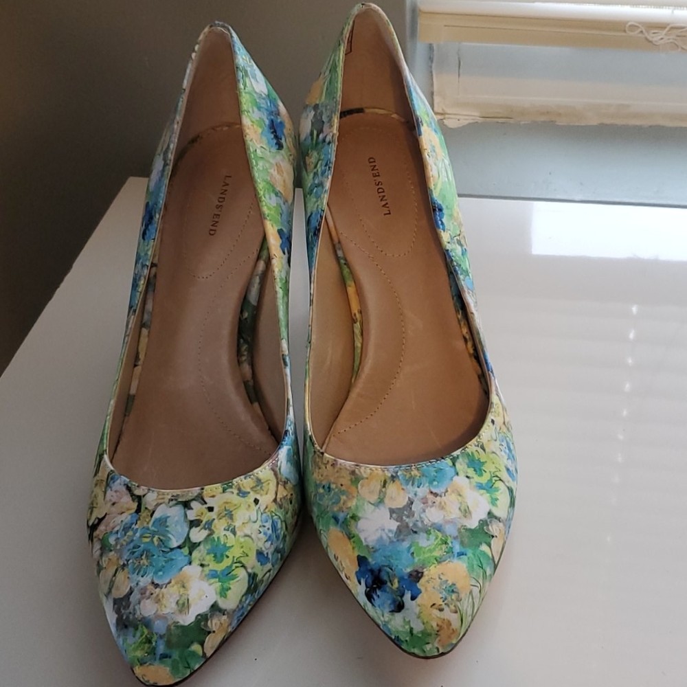Lands end floral heels